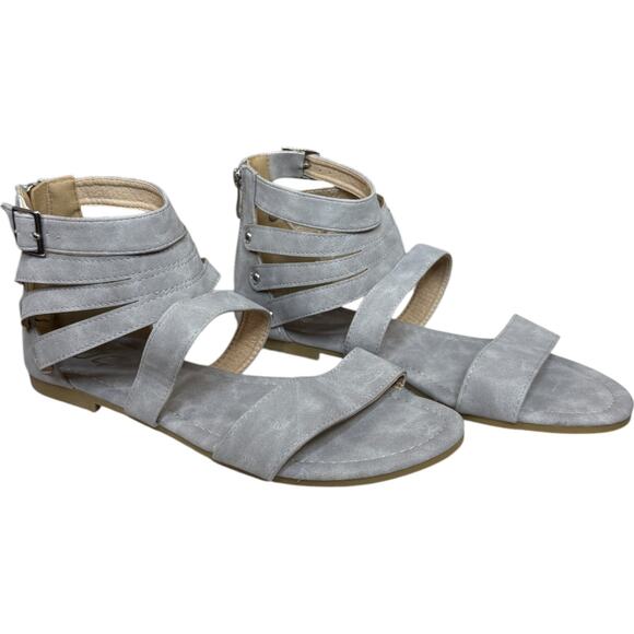 Journey Collection Esence Gladiator Sandals Grey Size 8.5 Strappy Flat New - Picture 1 of 9